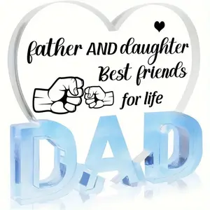 1pc Heart Acrylic Plaque, Best Gift from Kids to Dad, Ideal for Birthday/Father's Day/Christmas/Thanksgiving, Inspirational Decor for Office
