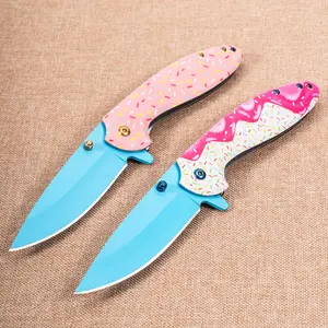 Creative Candy Pattern Folding Pocket Knife, EDC Outdoor Tool for Camping Hiking