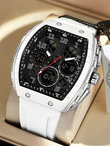 Ofns Tonneau Dial for Men, Military Army Sport Wristwatch, Silicone Strap, Modern Waterproof Watch, Multifunctional Waterproof LED Clock