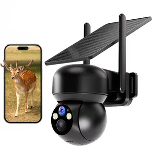 4G LTE Cellular Solar Security Camera Wireless Outdoor, No WiFi Solar Powered Camera, 360° Live View, 2.7K Color Night Vision, PIR Motion Sensor, 2 Way Talk, Built in SIM Card - Stealth Black 2-Way Audio