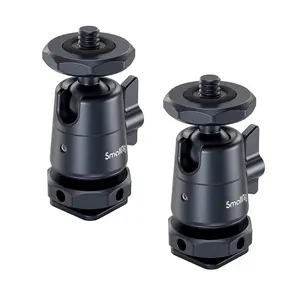 SmallRig Mini Ball Head (2 Pack) with 1/4" Screw and Removable Shoe Mount, 360 Degree Rotatable Aluminum Tripod Head for Camera Tripods Monopods Camcorder Light Microphone, Max. Load 1.5 kg - 2948B