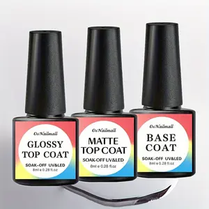 Long-Lasting Glossy Gel Nail Polish Base Coat Set, No Wipe Formula, Transparent Top Coat, Perfect Nail Effect, Easy Application, Polishes Enhances Shine, UV Nail Gel