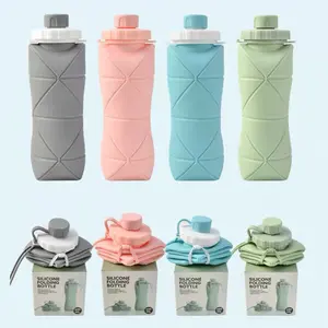 Collapsible Water Bottles 20.3oz, Silicone Foldable Portable Travel Water Bottle,  Leakproof Reusable for Traveling Camping Hiking Cycling Yoga Sports Outdoor