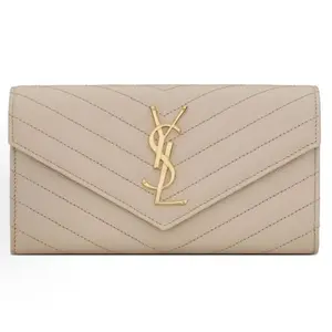Pre-owned Yves Saint Laurent Saint Laurent Envelope Wallet on Chain Bag in Beige with Gold tone Hardware