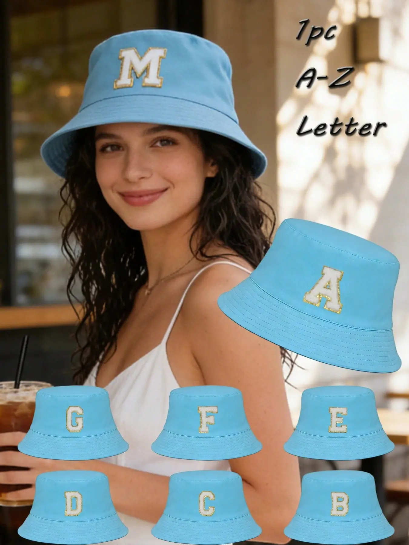 1PC Women Personalized A-Z Letter Bucket Hat,Sun Protection Cap,Sunscreen Hat,Trendy Fisherman Cap,Casual Summer Beach Hat,Fashion Street Style, Fashion Hats, Packable & Foldable, Suitable For Daily Wear