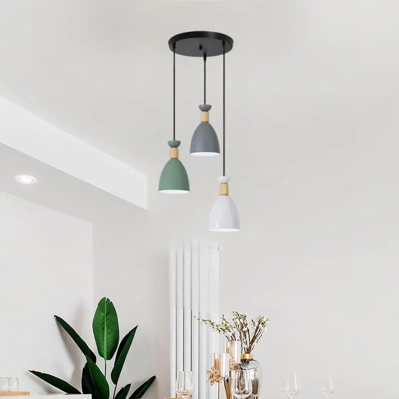Modern Nordic Iron Art Pendant Light, Indoor Lighting, Creative Dining Room Bar Counter Lamp E27 Socket, No Bulb Included, Restaurant Three-Light Fixture, Decorative Lights