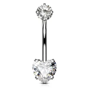 Belly Button Rings, G23 Solid Internally Thread Titanium Belly Piercing body Jewelry, Clear Cubic Zircon Belly Rings For Women, Long Bar Belly Button Jewelry set jewelry love