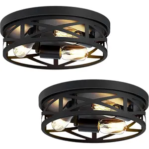 2 Pack Flush Mount Ceiling Light Fixture,3-Light Hallway Light Fixtures,13 inch Light Fixture Ceiling Mount for Kitchen Entryway Hall,E26 Base