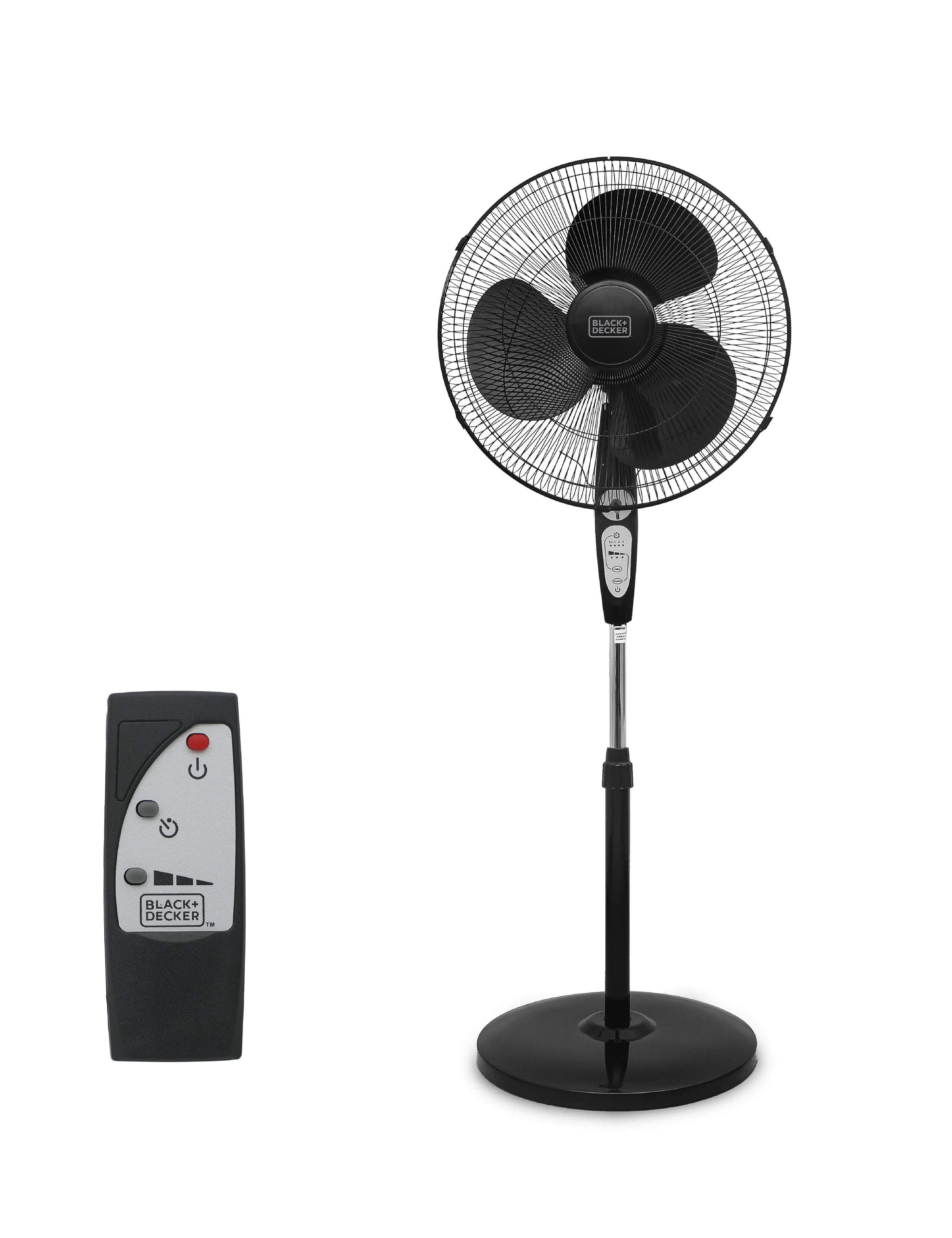 BLACK+DECKER 18" Standing Oscillating Pedestal Fan with Remote, 90-Degree Oscillation, 3 Speed Settings, Adjustable Height, Timer, 30-Degree Tilt, BDSF18MB, Black