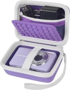 Digital Camera Case Compatible with CAMKORY/for Lecnippy/for Lecran/for  PIXPRO/for Qumcou/for WONNIE Point & Shoot Cameras, Small Compact Camera Pouch for SD Card Accessories (Purple)