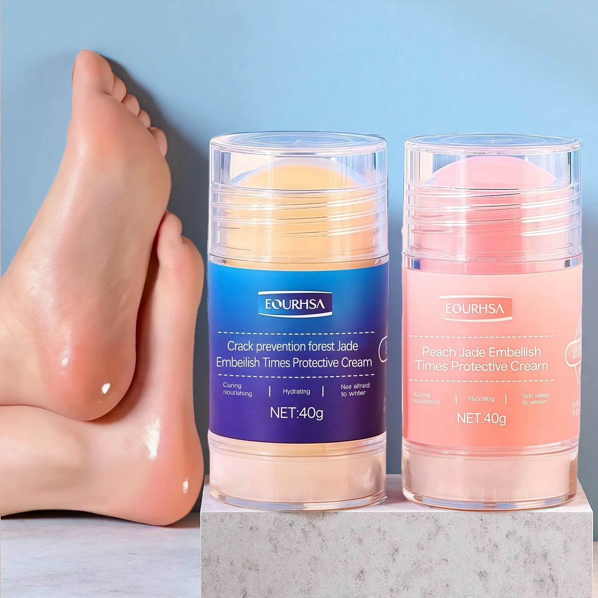 Two for one，Anti-Crack Foot Cream, Cracked Heel Repair Stick | Dead Skin Remover for Dry Feet, Intensive Hydration & Nourishing Treatment for Extreme Cracked Feet Hydrating Hand Balm Hydrating Lotion