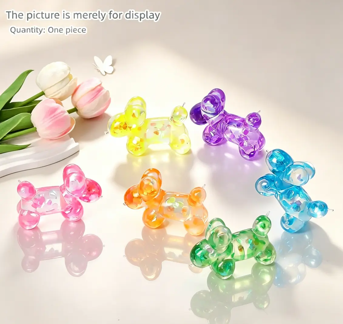 1PC/6PC Soft Squishy Sequin Little Dog Stress Balls for Girls and Boys, Cute Animal Squeeze Sensory Toys, Stretch and Squeeze Sugar Ball Sequin Little Dog Squishy Toys for Kids, Party Favors, Easter Basket Stuffers