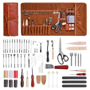 【Summervibes】VEVOR Leather Working Tools Kit,  , 72 PCS Leather Craft Tools with Portable Leather Storage Bag, Engraving Punching Sewing Stamping Sanding Tools, Ideal for Beginners DIY Enthusiasts and Professionals