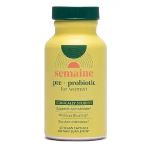 Semaine Super Powered Prebiotic + Probiotic for Women, Effective 3-in-1 Multi-Action Formula to Nourish Gut Health, Soothe IBS, Support Bloat Relief & Immunity Boost, Clinically-Studied (60 ct)