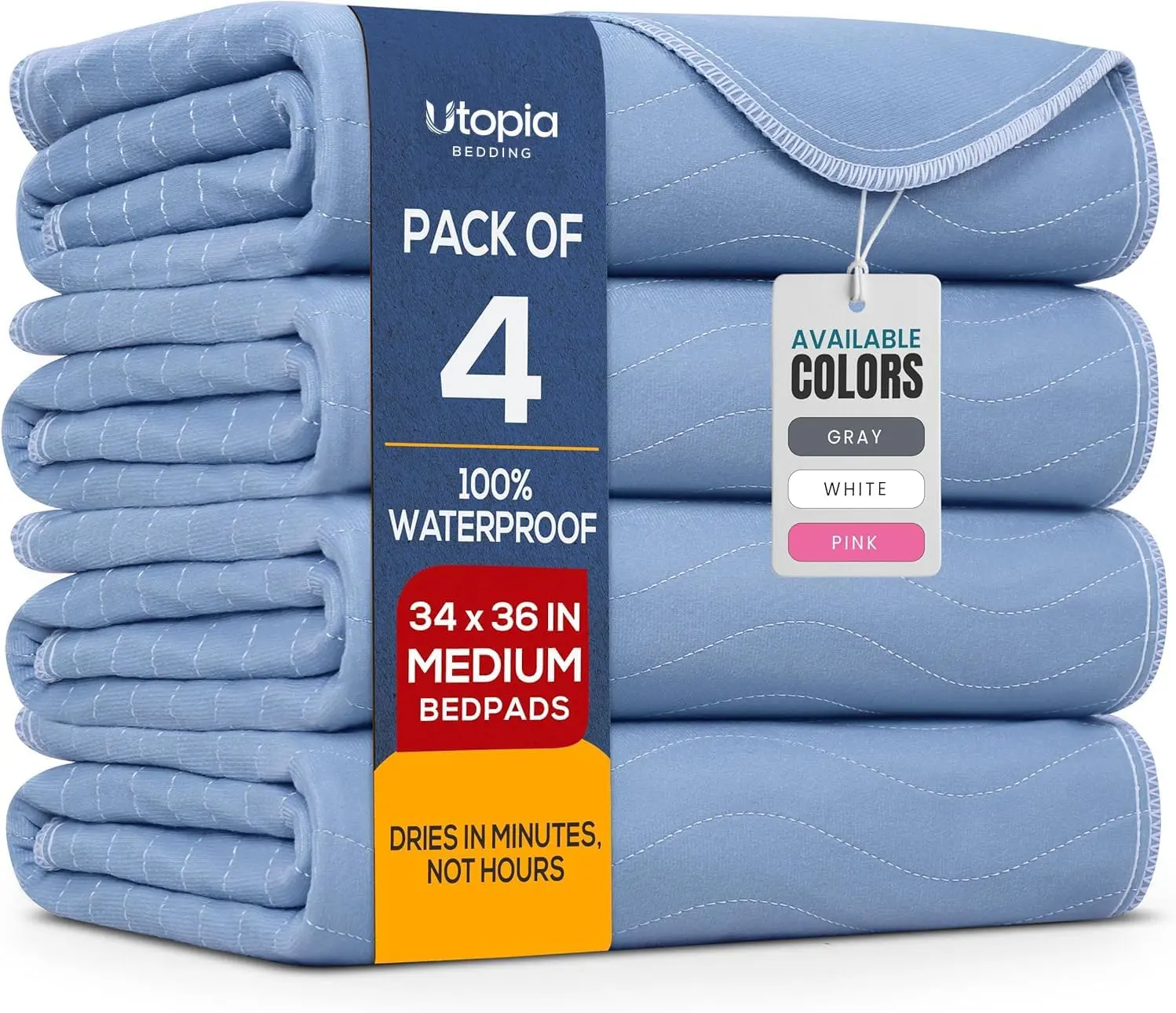 Utopia Bedding Durable Reusable Incontinence Bed Pads - Heavy-Absorbency Waterproof Polyester Absorbent Pads, Moisture Wicking, Machine Washable for Limited Mobility Users (Multi-Pack, All Ages, Maximum Absorbency, No Leaks)