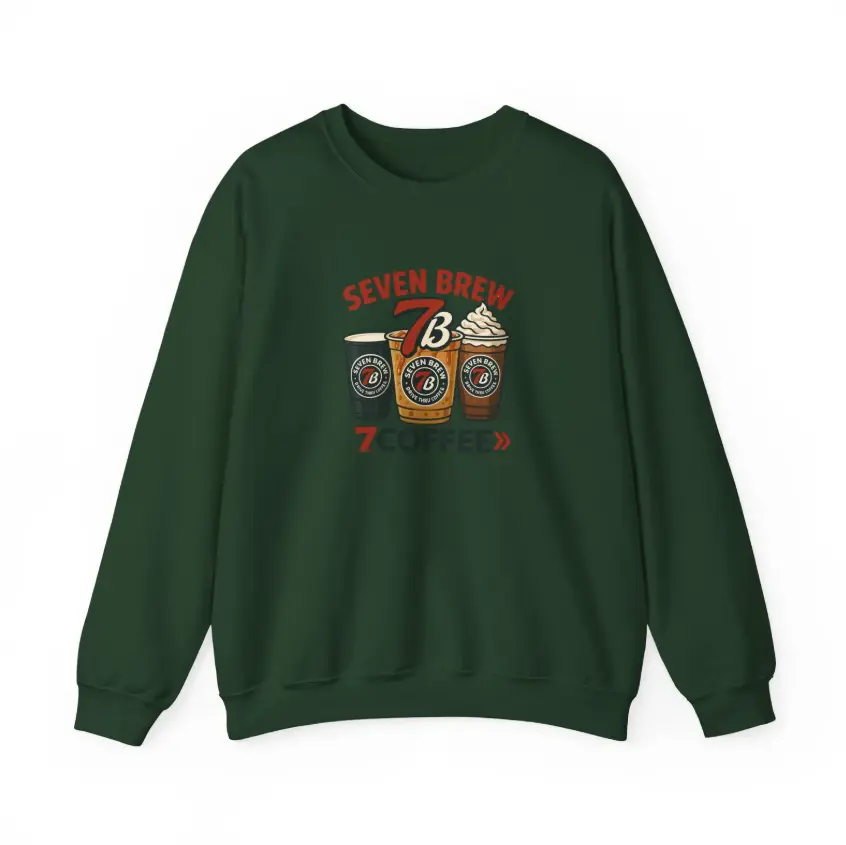 7 Brew Coffee Crewneck Sweatshirt - Shirt, Coffee Lover Gift, Iced Coffee Graphic Pullover, Trendy Café Sweater