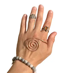Copper or 925 STERLING SILVER Spiral Hand Rings - Handmade Reiki & Crystal Amplifier for Meditation, Manifestation and Energy Healing