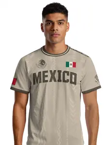 Mexico Aztec Eagle Devouring Serpent Soccer Jersey, Fitted Short Sleeve Design, All-Season Wear, Letter Pattern, Ideal for Sports Enthusiasts, Jersey Shirts, Sports Clothing
