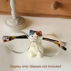 Cute Cat Design Charm Glasses Holder, 1 Count/10pcs Resin Ornament Eyeglass Glasses Holder, Creative Desktop Decoration for Home Living Room & Office & Coffee Shop