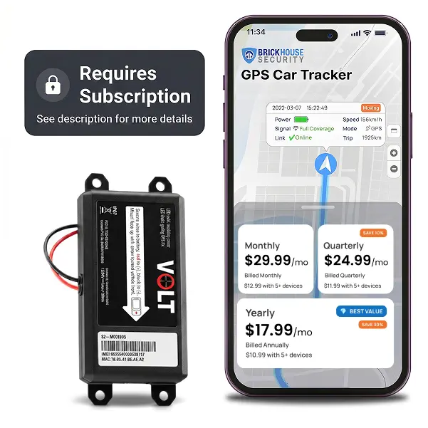 BrickHouse GPS Tracker for Vehicles (Subscription Required) - Livewire Volt 4G LTE Wired Car Tracker with GPS Tracking & Mapping - Enhance Security with Real-Time 24/7 Surveillance - Easy Installation