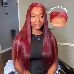 Wiggins Hair Lagos Hairline Widows Peak Straight Pre Cut 6x8 HD Lace Frontal Wig Cherry Cola Red Color Wig Plucked Hairline Beginner Friendly #WeeklyDeals #SummerVibes