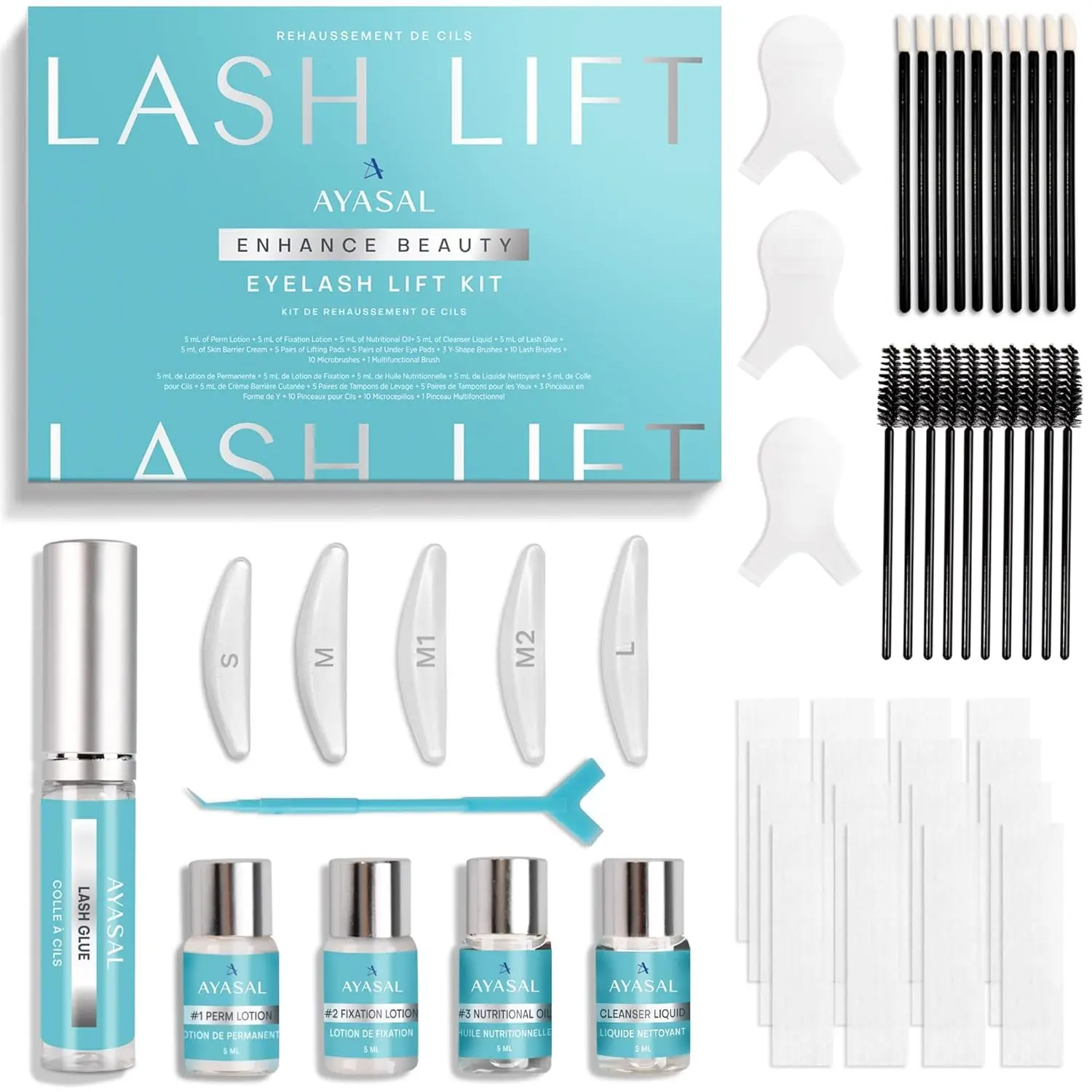 AYASAL Lash Lift Kit: Korean Thio-Free Formula Eyelash Perm Kit with Clear Step-by-Step Process, Gentle & Long-Lasting At-Home & Salon-Style Lash Lift Results, 6 Applications