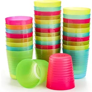 32 Pack 8oz  Plastic Cups, Small Drinking Tumbler, Unbreakable Colored Open Cups, Stackable Rainbow Water Tumbler for Juice, Party, Kitchen, Bathroom