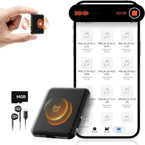 64GB USB Voice Activated Recorder - Double-Sided Magnetic, AI Noise Reduction, 6000H Audio Storage, 75H Battery, for Car Meetings, Lectures (Car Electronics Accessory)