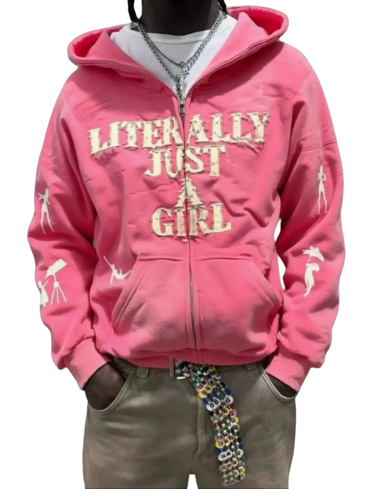 Women's Y2k Vintage Graphic Oversized Zip-Up Hoodie - Polyester Outerwear with Vibe Style Twist, Harajuku Streetwear Sweatshirt Jacket