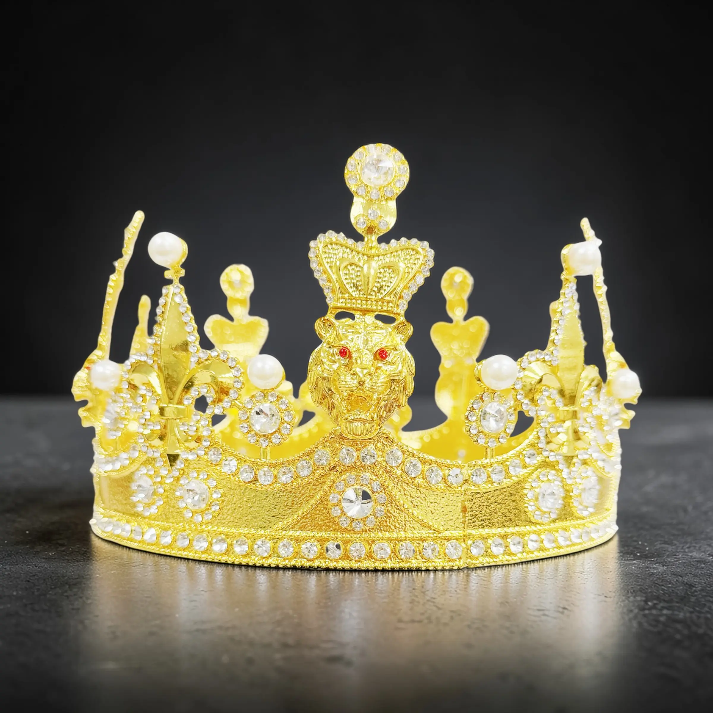 Vintage Medieval-Style Royal Wedding Crown, Handmade Men's Groom Headpiece with Rhinestones & Pearls for Bachelor Party, Male Pageant Cosplay Hair Accessories