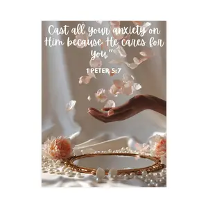 Inspirational Wall Art - Cast All Your Anxiety on Him Because He Cares for You 1 Peter 5:7 Matte Finish Poster 180 gsm Fine Art Photo Paper 10 Sizes Available