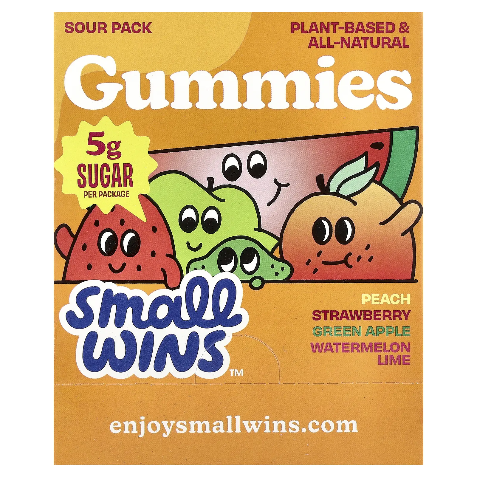 Enjoy Small Wins Gummies, Sour Pack, Peach, Strawberry, Green Apple, Watermelon-Lime, 6 Packs, 1.8 oz (50 g) Each