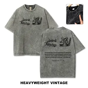 King Of Glory Psalm 24:7-10 Crown Of Thorns Christian Faith Vintage Washed Heavyweight Stone Wash Oversized T-Shirt