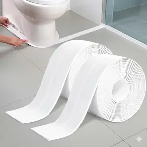 Self-Adhesive PVC Waterproof Tape: Mold Resistant Sealant, Waterproof Bond Seal for Kitchen Bath Sinks Tubs Cracks. Anti-Slip Moisture Proof Wall Strip, Stove Countertop Anti-Leak Gap Filler. Easy Cut, No Drill Installation, Peel & Stick.