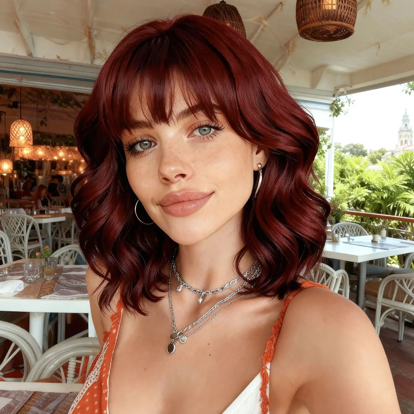 High Quality Reddish Brown Wigs 15 Inch Water Wave Synthetic Wigs For Women Perfect Holiday Gift