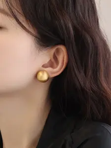 Elegant Stud Earrings, Matte Metal Craft, Round Earrings, Perfect for Daily Wear, Unique Gift for Girlfriend, Versatile Fashion Jewelry