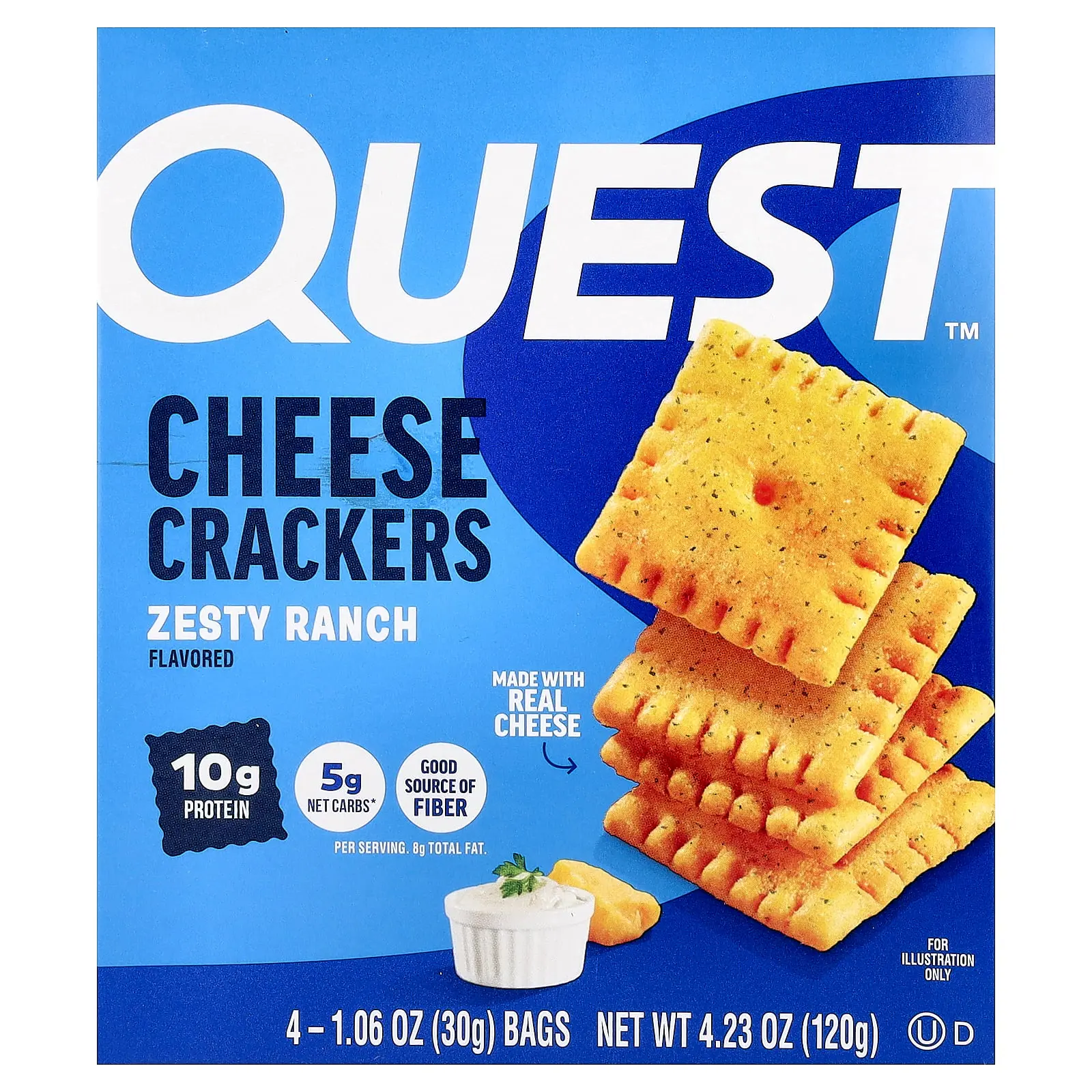 Quest Nutrition Cheese Crackers, Zesty Ranch, 4 Bags, 1.06 oz (30 g) Each