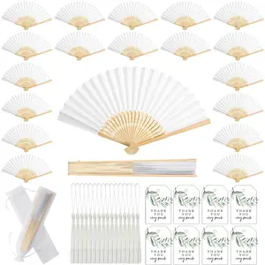 20pcs Bamboo Handheld Fans Wedding Favors, Includes Thank You Cards, Tassels and Gift Bags, Perfect for Party Guests and Bridal Shower Gifts, Decoration Supplies