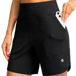 G Gradual Women's Stretchy Athletic Shorts 6" High Waist Quick Dry Breathable Gym Outfits for Women Summer Casual Bermuda Shorts