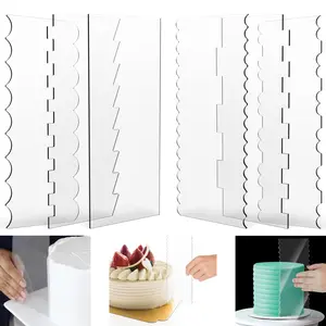 2025 NEW 6 Counts Cake Scraper Set Acrylic Cake Edge Smoother Tool with 11 Patterns Cake Decorating Contour Scraper Cake Stripes Edge Contour Comb Effortless to Clean for Mousse Butter Cream Cake Decoration