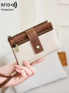 Women's RFID Blocking Wallet, RFID Trifold Wristlet, Lightweight Zipper Design, Fashionable and Secure, Vintage Style Multi-Card Holder, Casual Business Travel Use