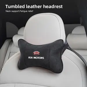 Car Tumbled leather headrest Seat Neck Pillow For KIA K5 K9 Sorento Ceed Sportage Carnival Stinger Forte Niro Cadenza Soul Cerato EV6 Stonic Cerato Telluride Proceed RIO Borrego Seltos Picanto