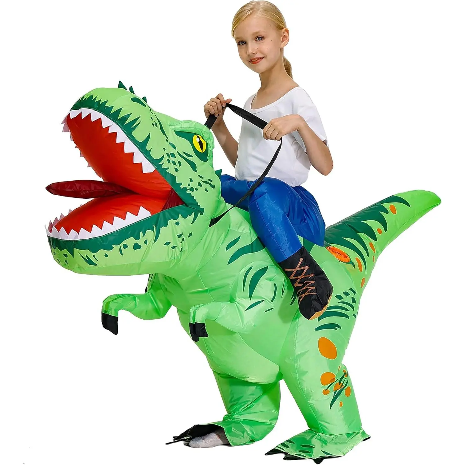 Inflatable Dinosaur Costume Kids Riding T Rex Blow up Halloween Costume Funny Party for Boys/Girls