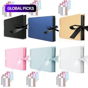 scrapbook album, 12*8 inches/80 pages (40 sheets), multi-color inner kraft paper pages with 5 colored corner stickers, DIY scrapbook, wedding guest message book, Valentine's Day gift, meaningful handmade album, suitable for weddings #GLOBAL PICKS