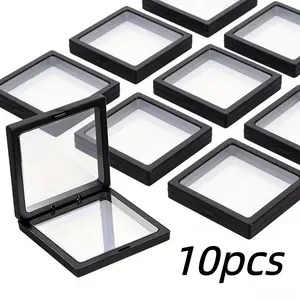 10pcs Transparent Floating Display Box, Dustproof Jewelry Packaging, Hanging Storage Box for Necklaces, Bracelets, Rings, Coins, Earrings, Pins, Home Jewelry Organizer