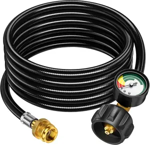 Alloxity 12ft Propane Hose Adapter 1lb to 20lb with Gauge, Propane Tank Adapters 1 lb to 20 lb Converter,5-40lb Propane Tank Hose Adapter for Buddy Heater/Weber Q Grill/Coleman Stove/Blackstone Griddle