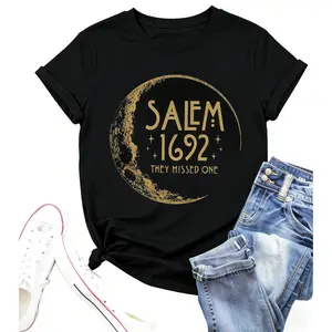 Fall Shirt for Women 1692 They Missed One Letter Print Halloween Witch T Shirts Casual Tops Fall Tee