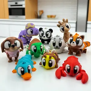 3D Printed Animals Figurines Set – 10 Pcs Flexible Articulated Collectible Models, Desk and Shelf Decor, Stress Relief Figures, Unique Handmade Gifts for Teens and Adults.
