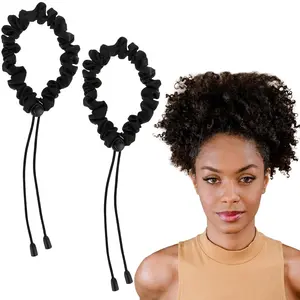 2Pcs Adjustable Hair Ties, Hair Ties for Thick, Length and Lock Hair Stretcher, Thick Ties for Buns, Soft Locs, Dreads, Curly Hair&Afro Puffs