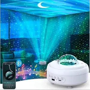 Arctic Moon Light Star Projector Bluetooth-compatible Speaker LED Atmosphere Lamp Remote Control USB Music Player 8 Modes Bedroom Bar Best Christmas Gift
